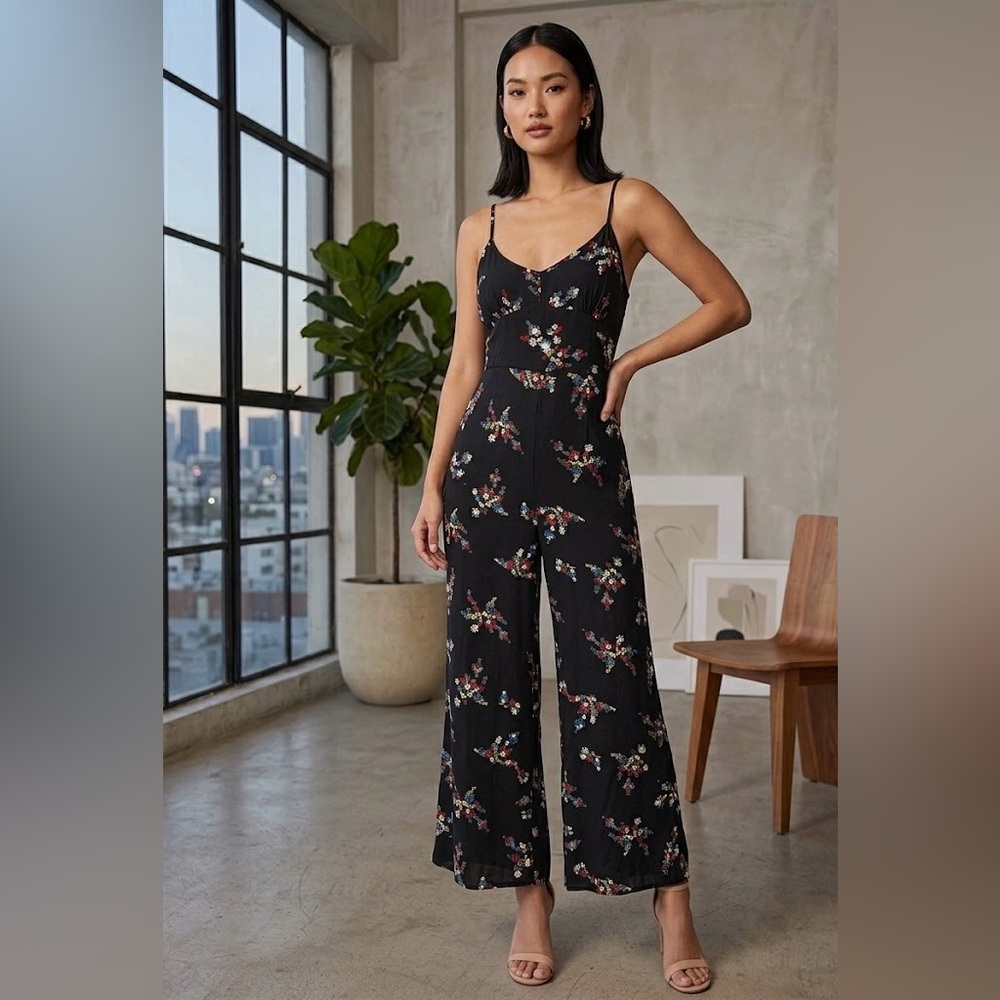 Angie Wide-Leg Jumpsuit-Size M-100% Rayon